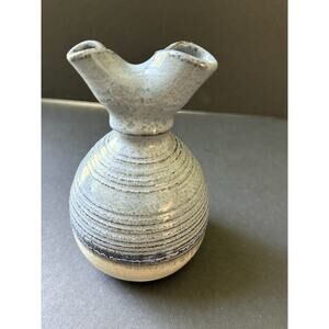 Handcrafted Pottery Bud Vase Handpainted Ceramic Glazed Cottagecore Blue Artisan